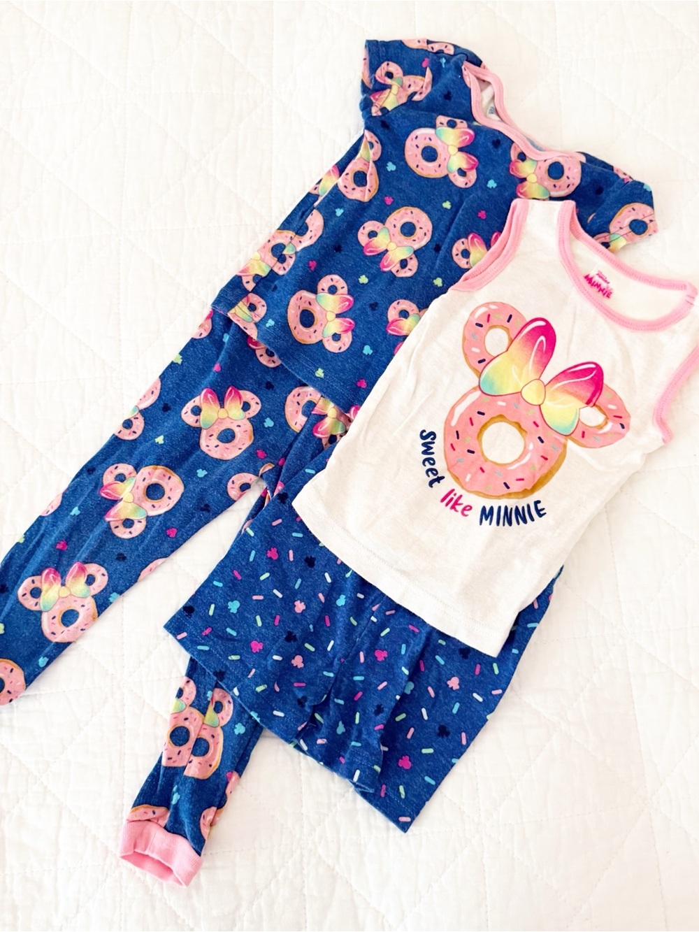 Minnie Mouse 3T Kids Donut Pajama Set White & Blue